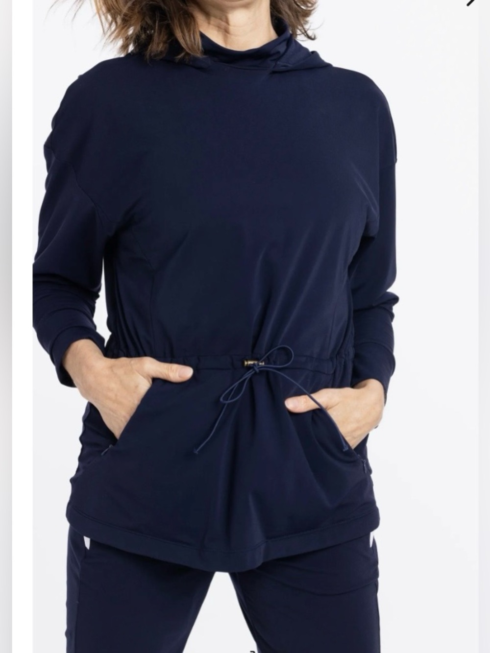 Kinona - Apres 18 Anorak Hoodie - Cinch Waist - Navy Blue - Size Large